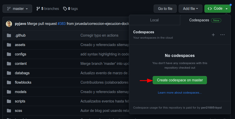 Open Codespace